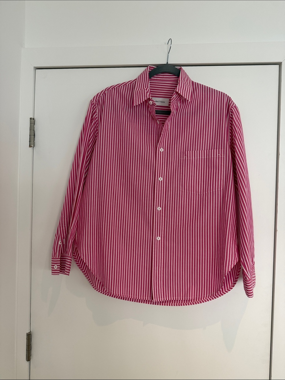 Matteau Women’s Pinkand White Striped Button-Down Shirt - SZ 4